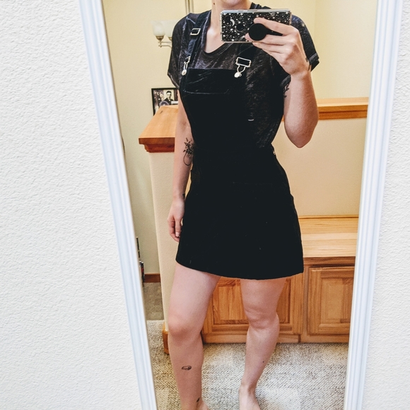 Divided Denim - Divided Black Corduroy Overall Mini Dress